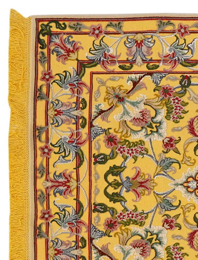 Tabriz 50 Raj — Hand-knotted, 99x148 cm, Yellow, 95% Schurwolle, 5% Seide | View 3