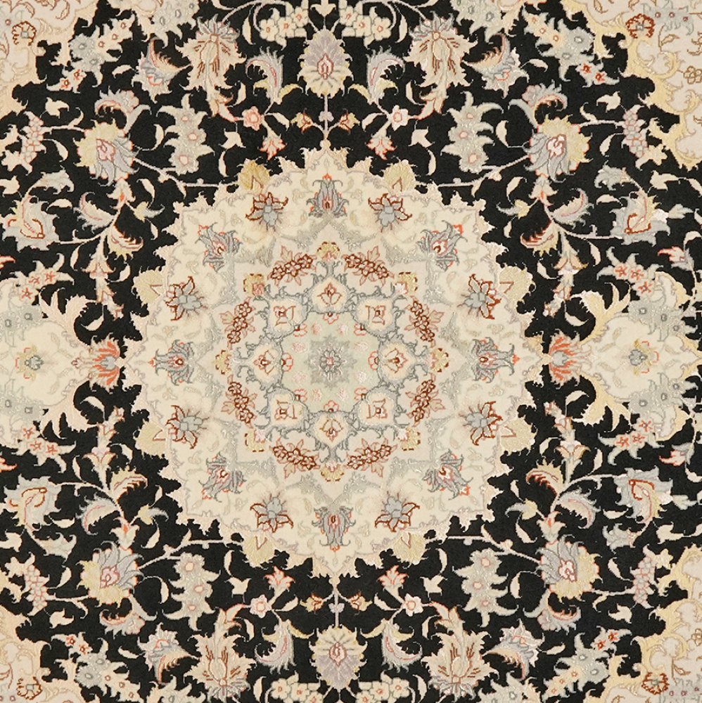 Tabriz 50 Raj — Hand-knotted, 147x200 cm, Black, 90% Schurwolle, 10% Seide | View 4