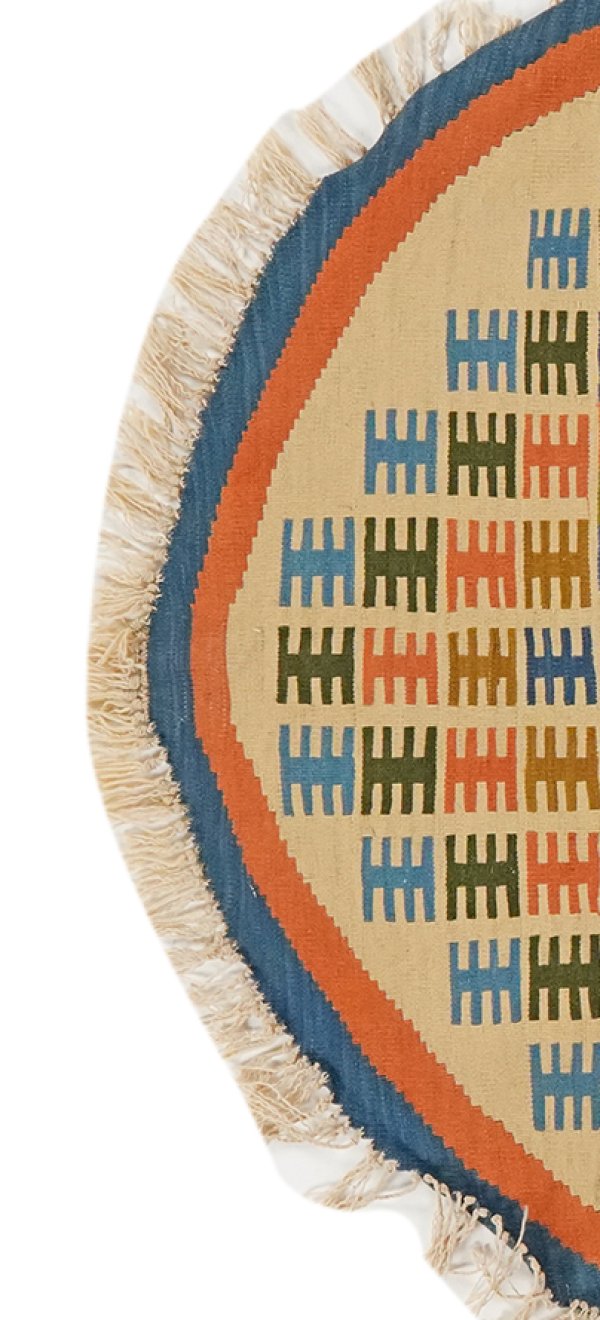 Kelim — Handmade, 110x120 cm, Beige, 100% Virgin Wool | View 3
