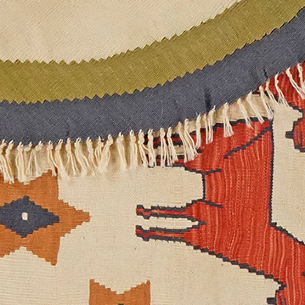 Kelim — Handmade, 110x120 cm, Beige, 100% Virgin Wool | View 6