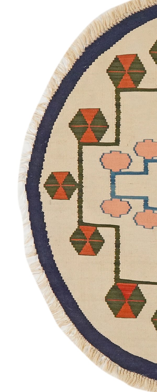 Kelim — Handmade, 110x120 cm, Beige, 100% Virgin Wool | View 3