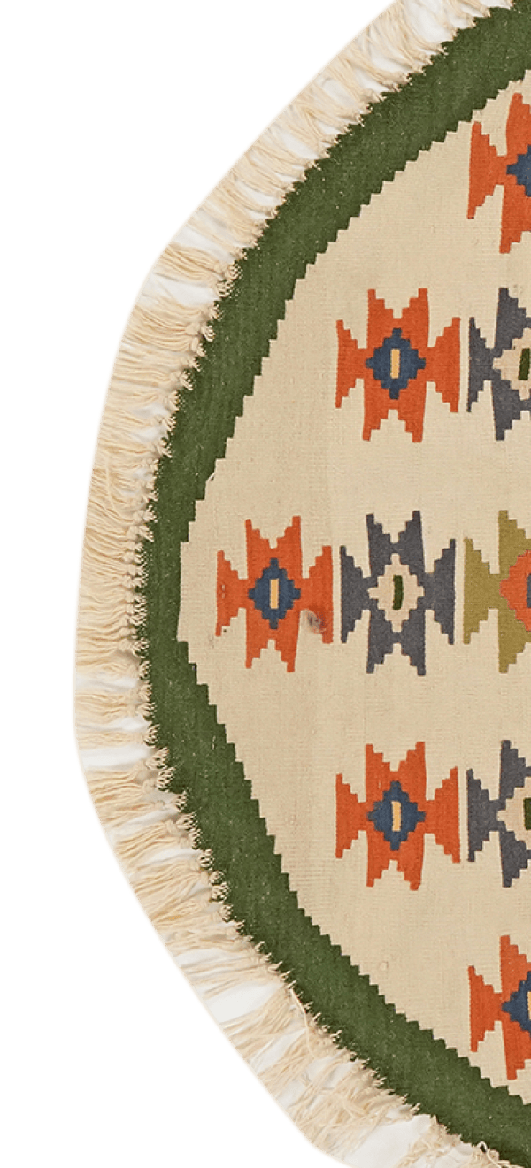 Kelim — Handmade, 110x120 cm, Beige, 100% Virgin Wool | View 3