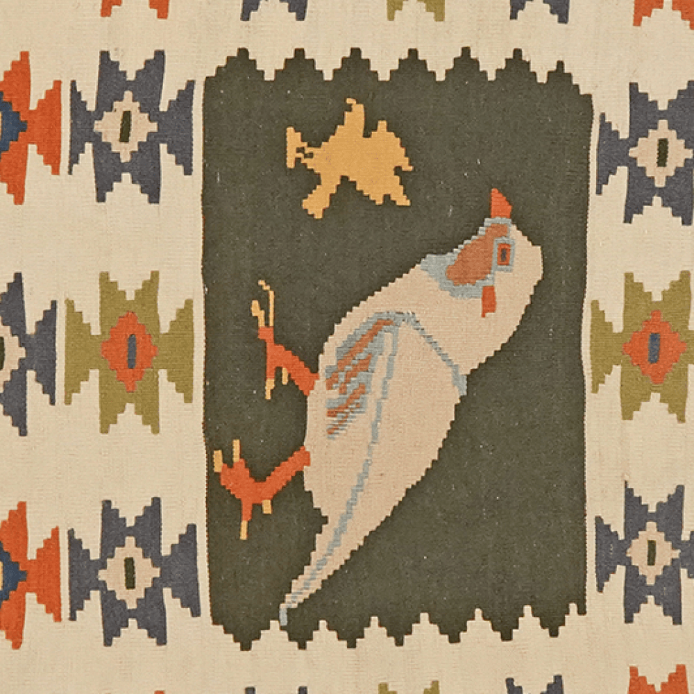 Kelim — Handmade, 110x120 cm, Beige, 100% Virgin Wool | View 4