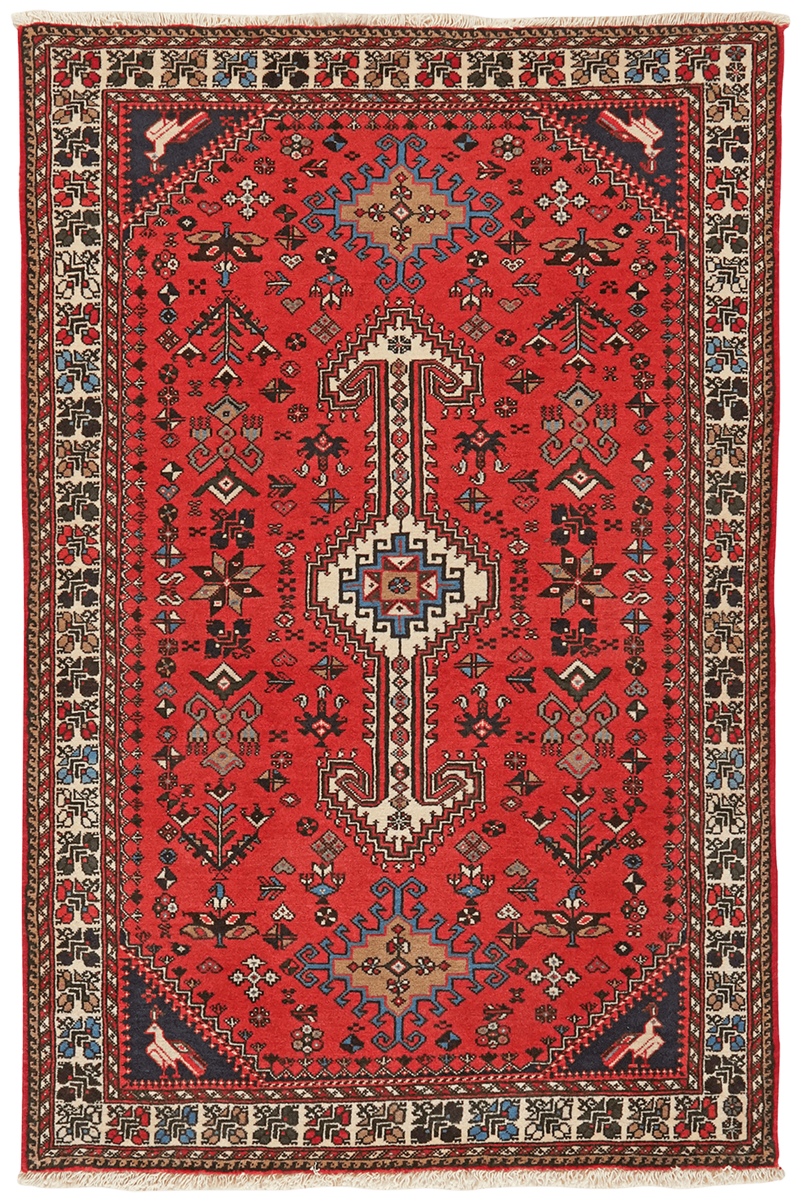 Nasrabad — Hand-knotted, 98x148 cm, Red, 100% Virgin Wool | Main view