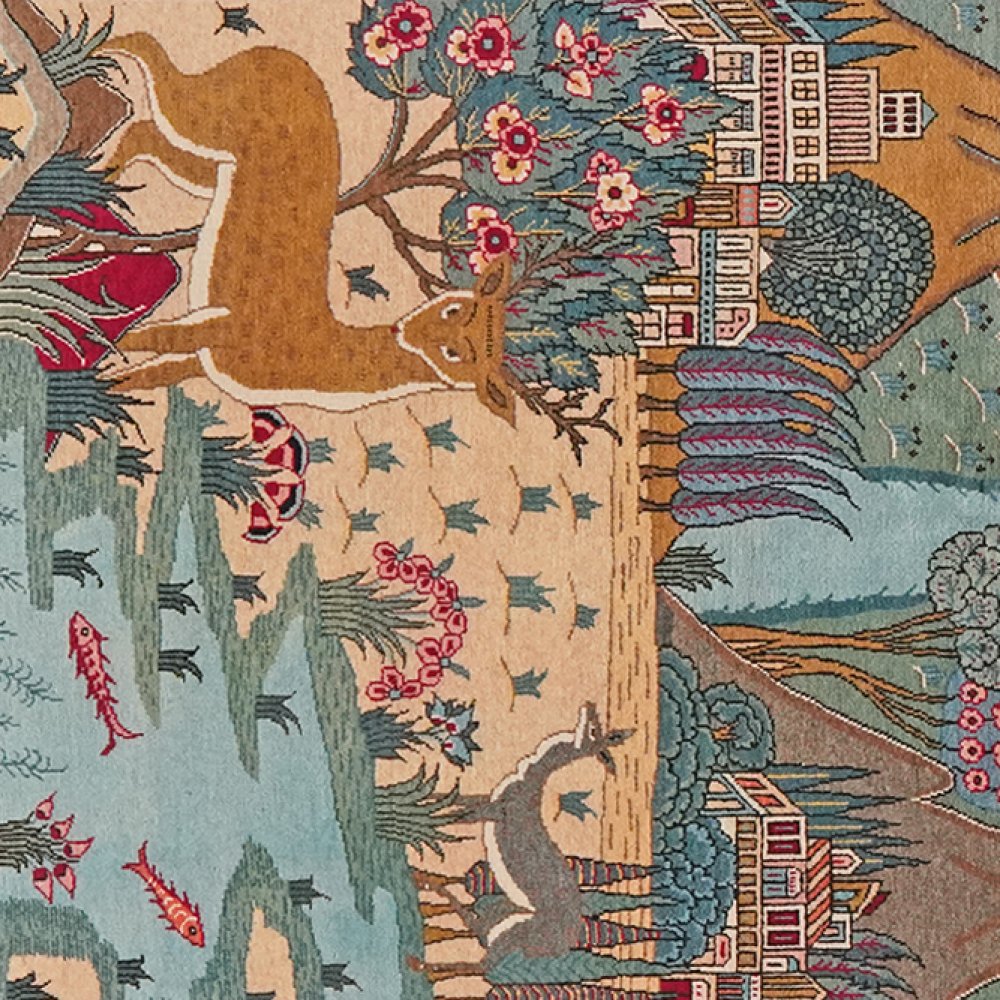 Kashan — Hand-knotted, 135x205 cm, Blue, 100% Virgin Wool | View 4