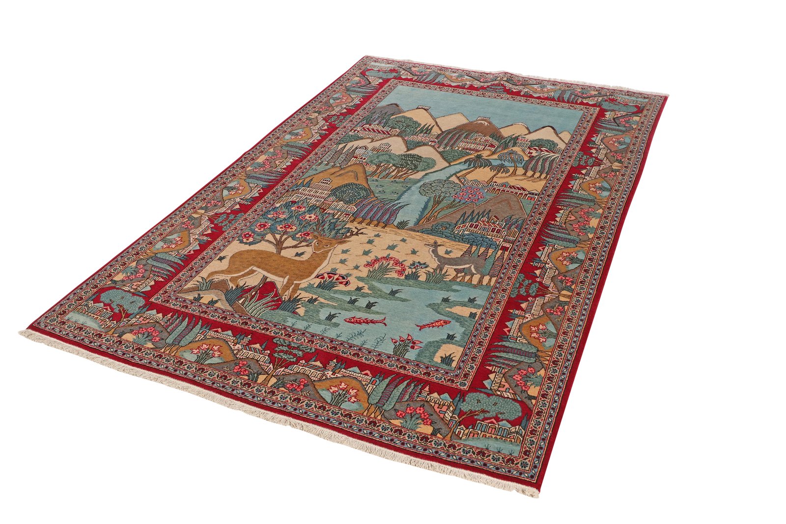 Kashan — Hand-knotted, 135x205 cm, Blue, 100% Virgin Wool | View 5