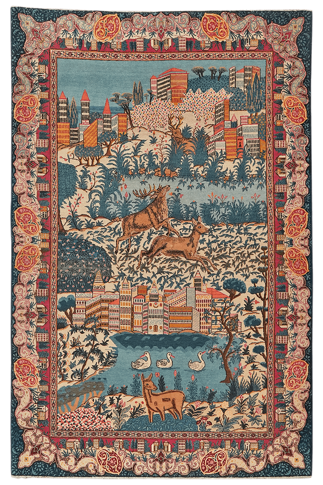 Kashan — Hand-knotted, 136x206 cm, Multicolor, 100% Virgin Wool | Main view