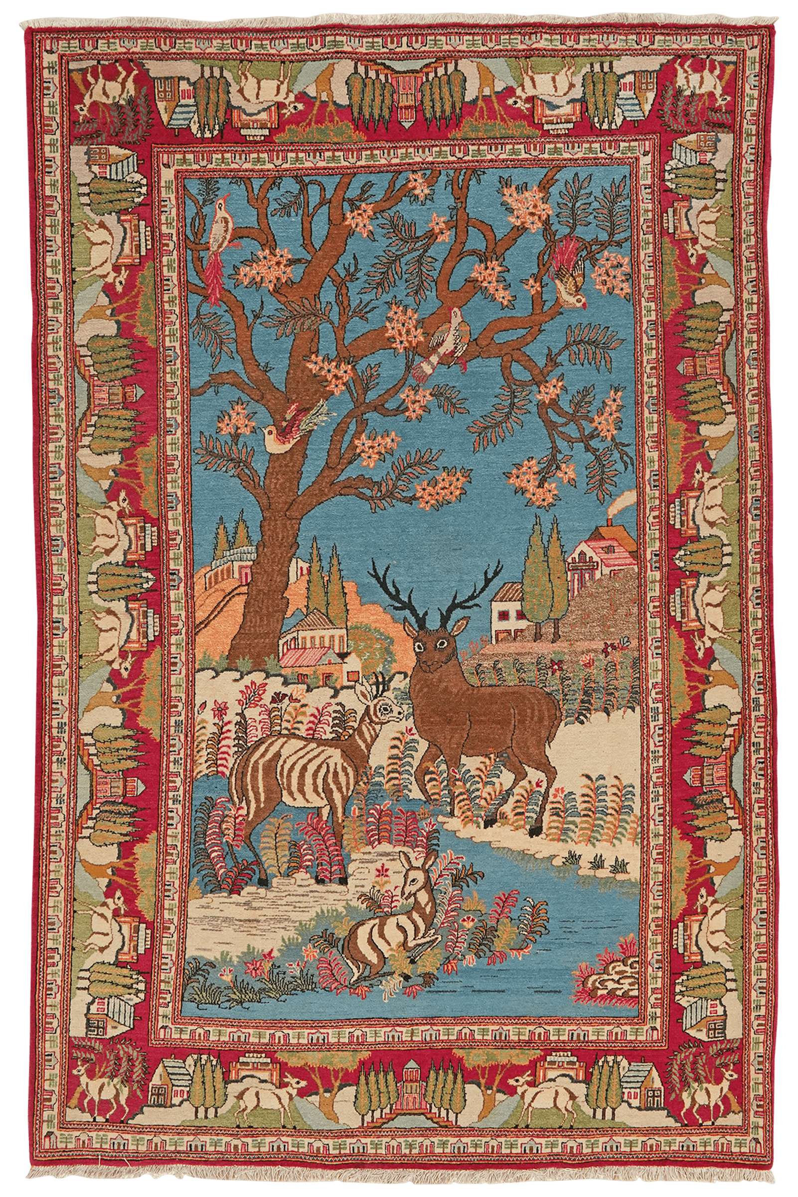Kashan — Hand-knotted, 135x210 cm, Blue, 100% Virgin Wool | Main view