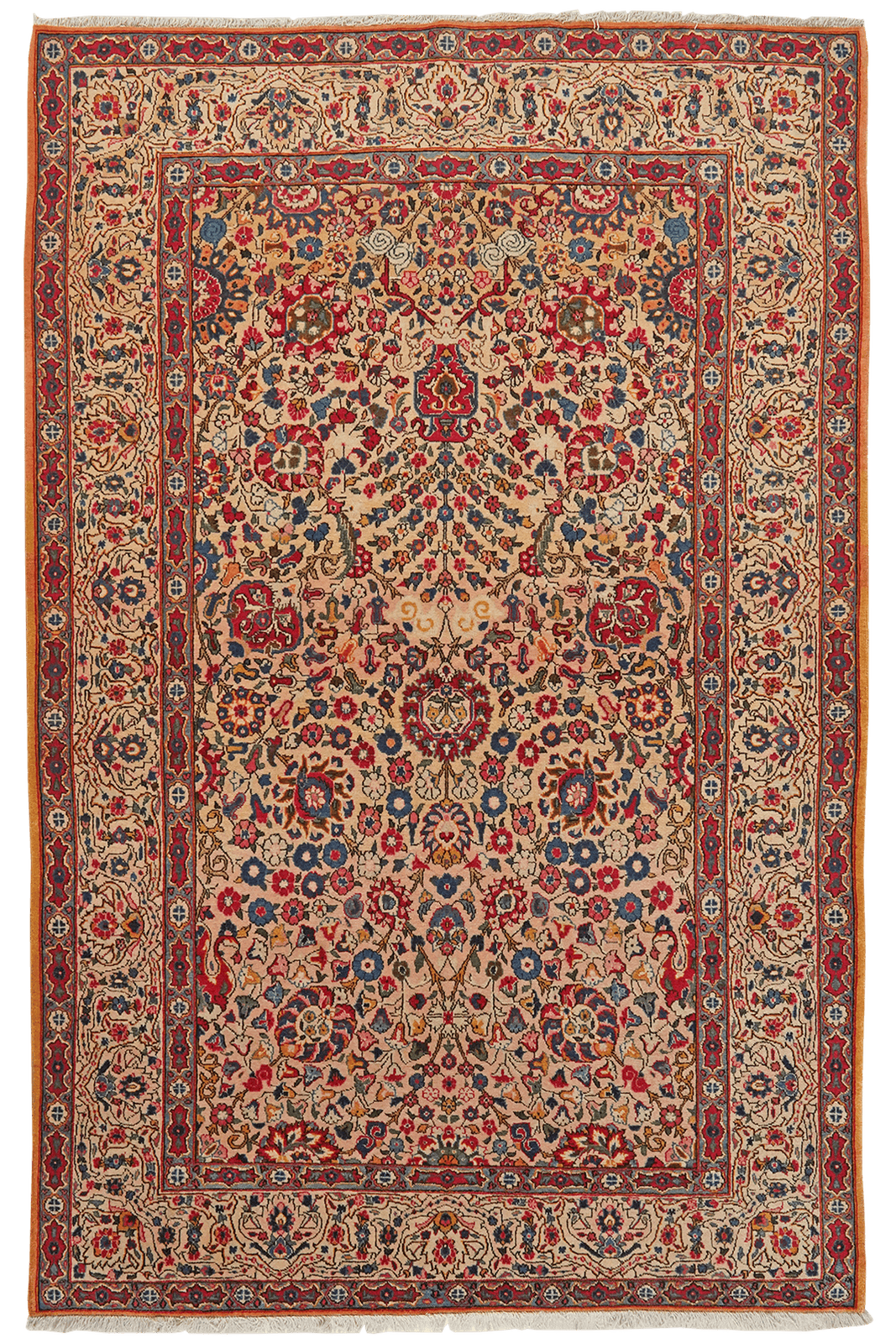 Kashan — Hand-knotted, 135x204 cm, Beige, 100% Virgin Wool | Main view