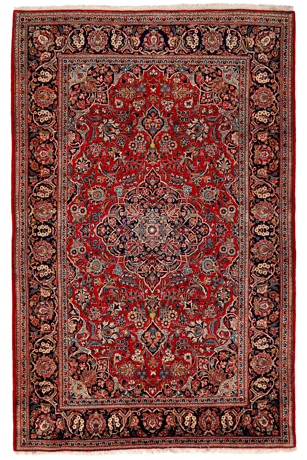 Kashan — Hand-knotted, 139x208 cm, Red, 100% Virgin Wool | Main view