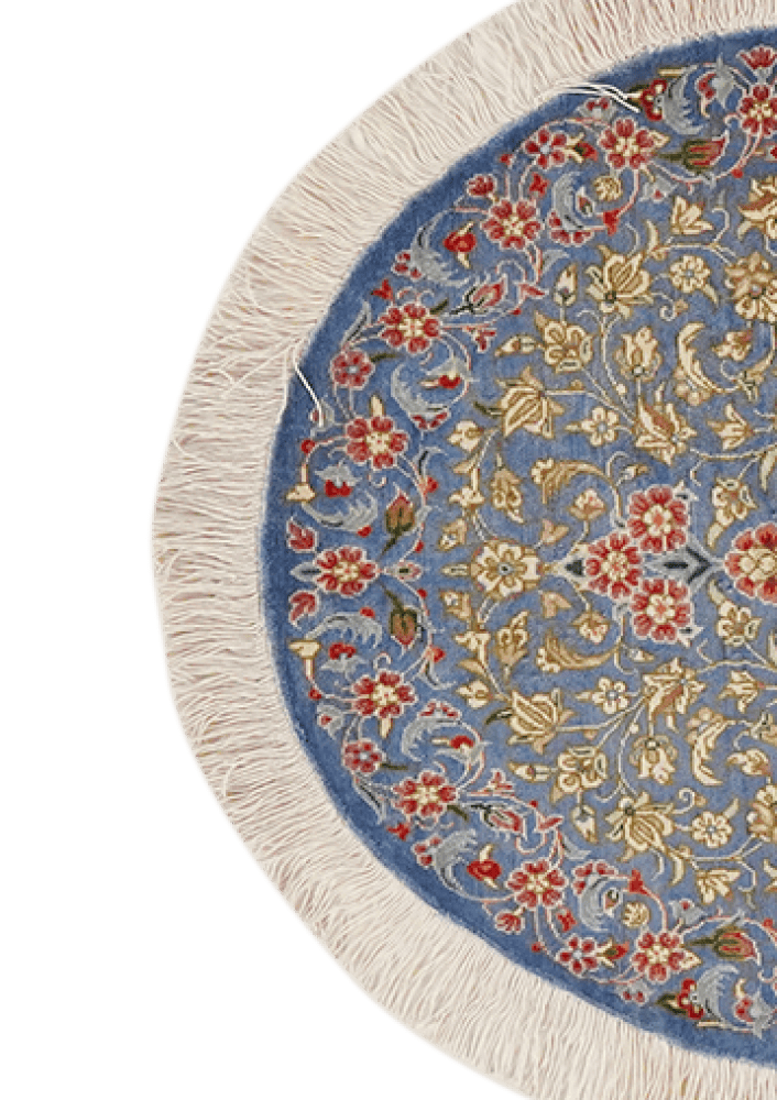 Ghoum Seide — Hand-knotted, 58x80 cm, Blue, 100% Silk | View 3