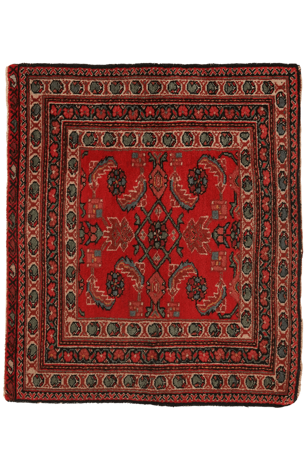 Farahan — Hand-knotted, 80x68 cm, Red, 100% Virgin Wool | Main view