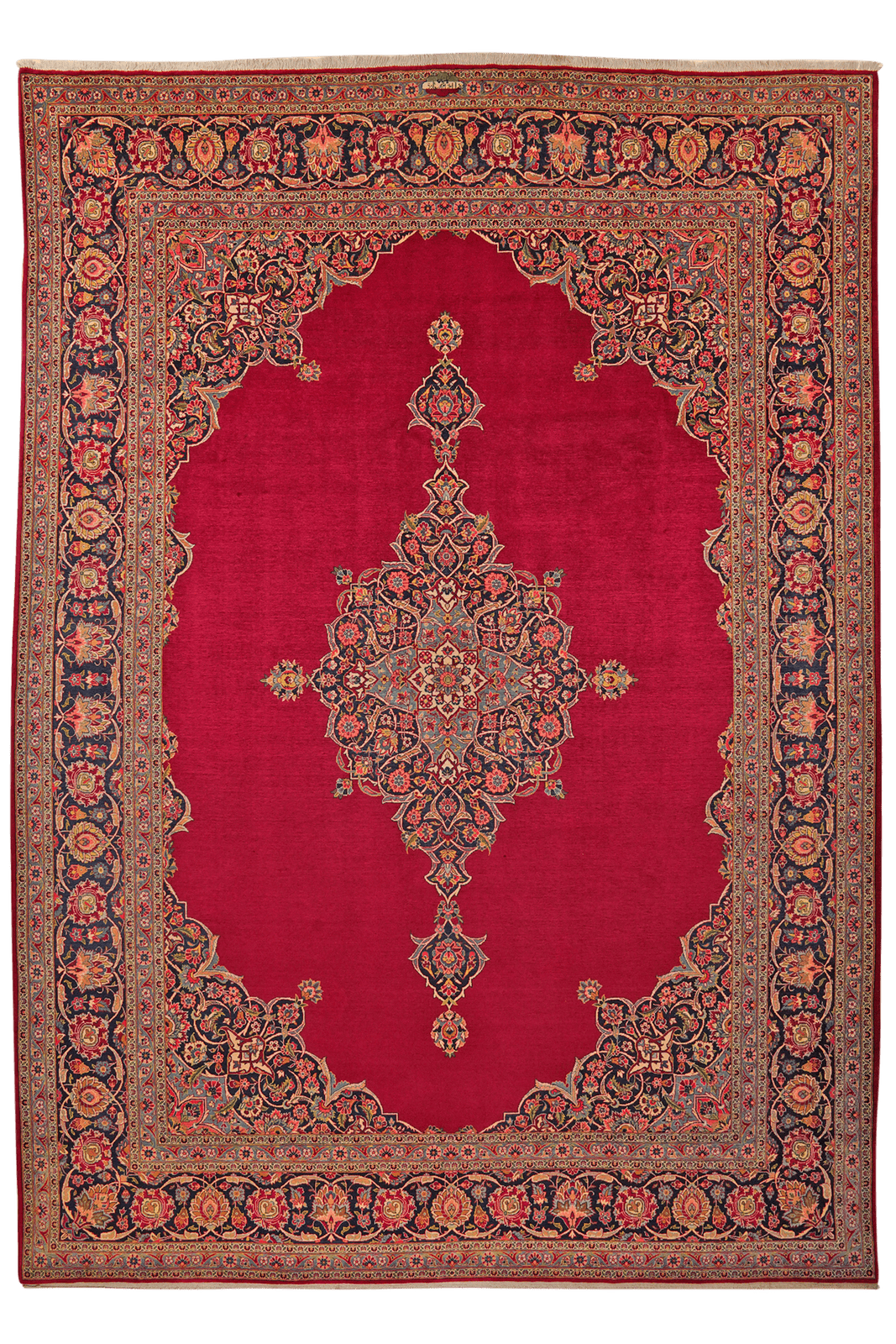 Kashan — Hand-knotted, 271x382 cm, Red, 100% Virgin Wool | Main view