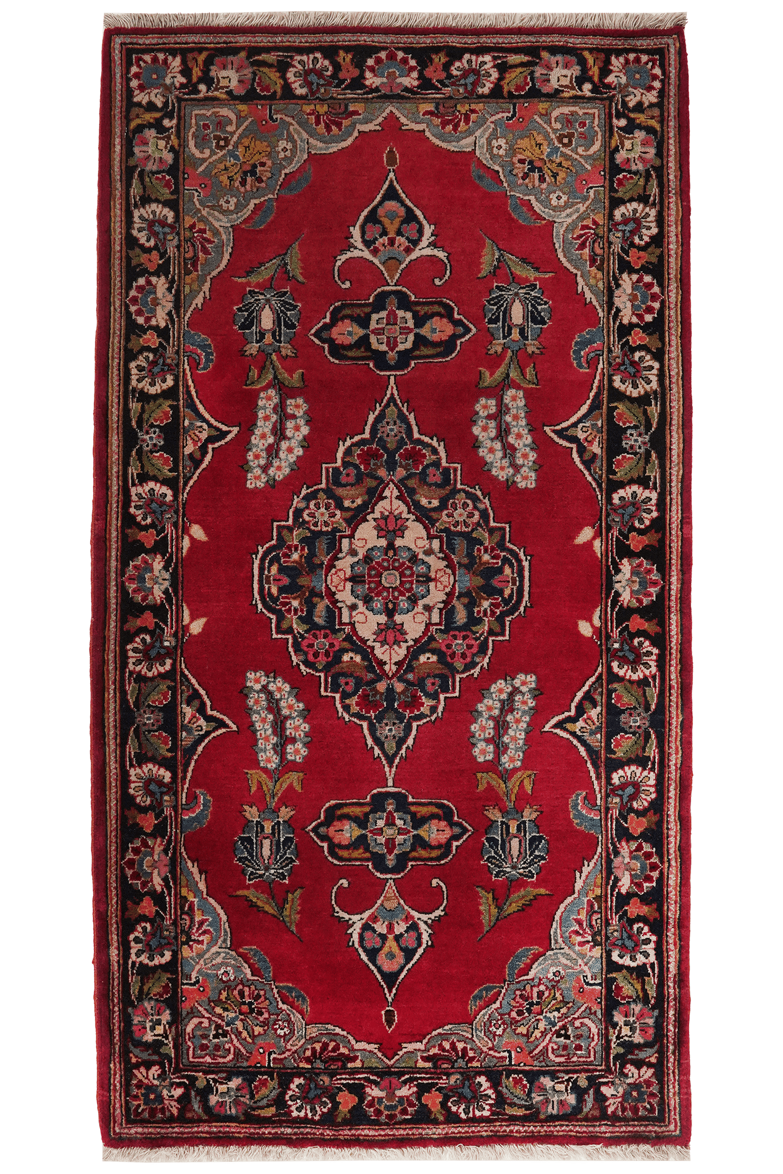 Kashan — Hand-knotted, 66x127 cm, Red, 100% Virgin Wool | Main view
