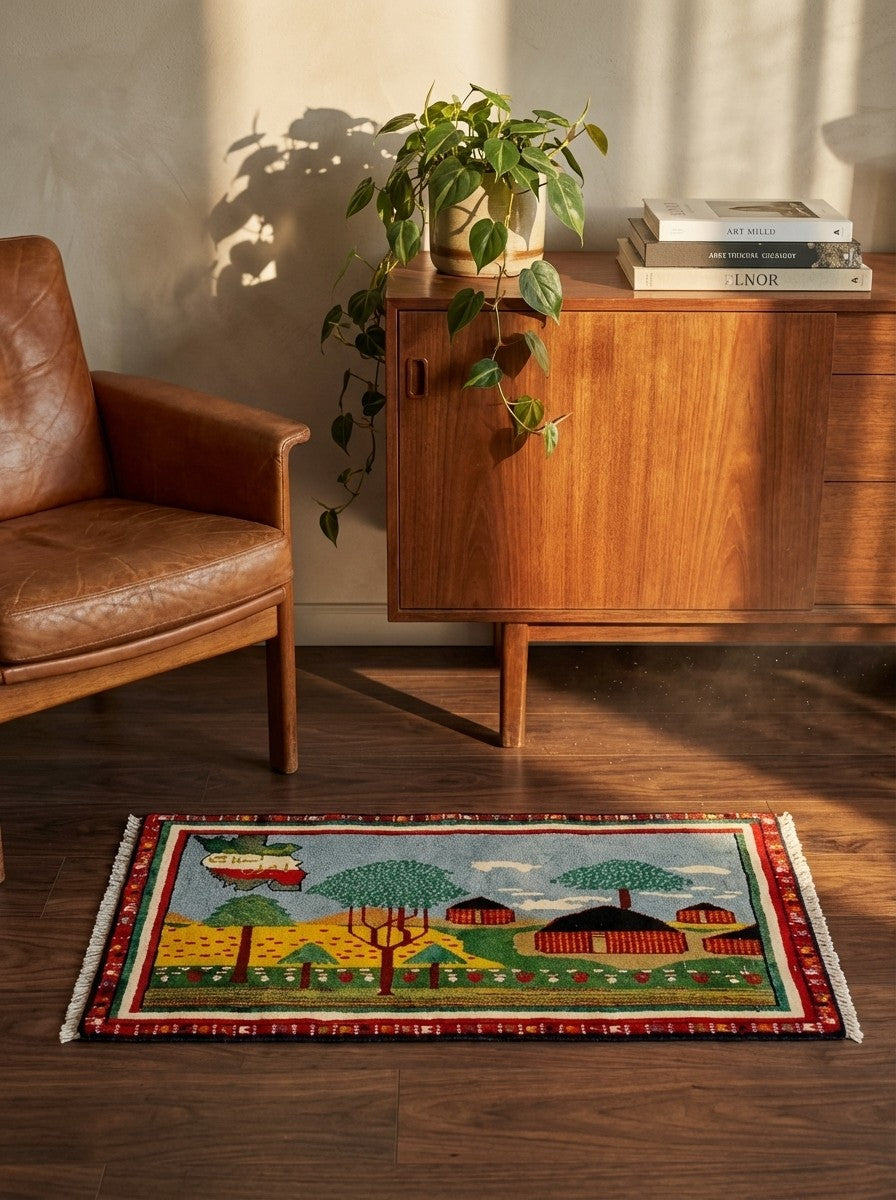 Belutch — Hand-knotted, 68x38 cm, Multicolor, 100% Virgin Wool | Back view
