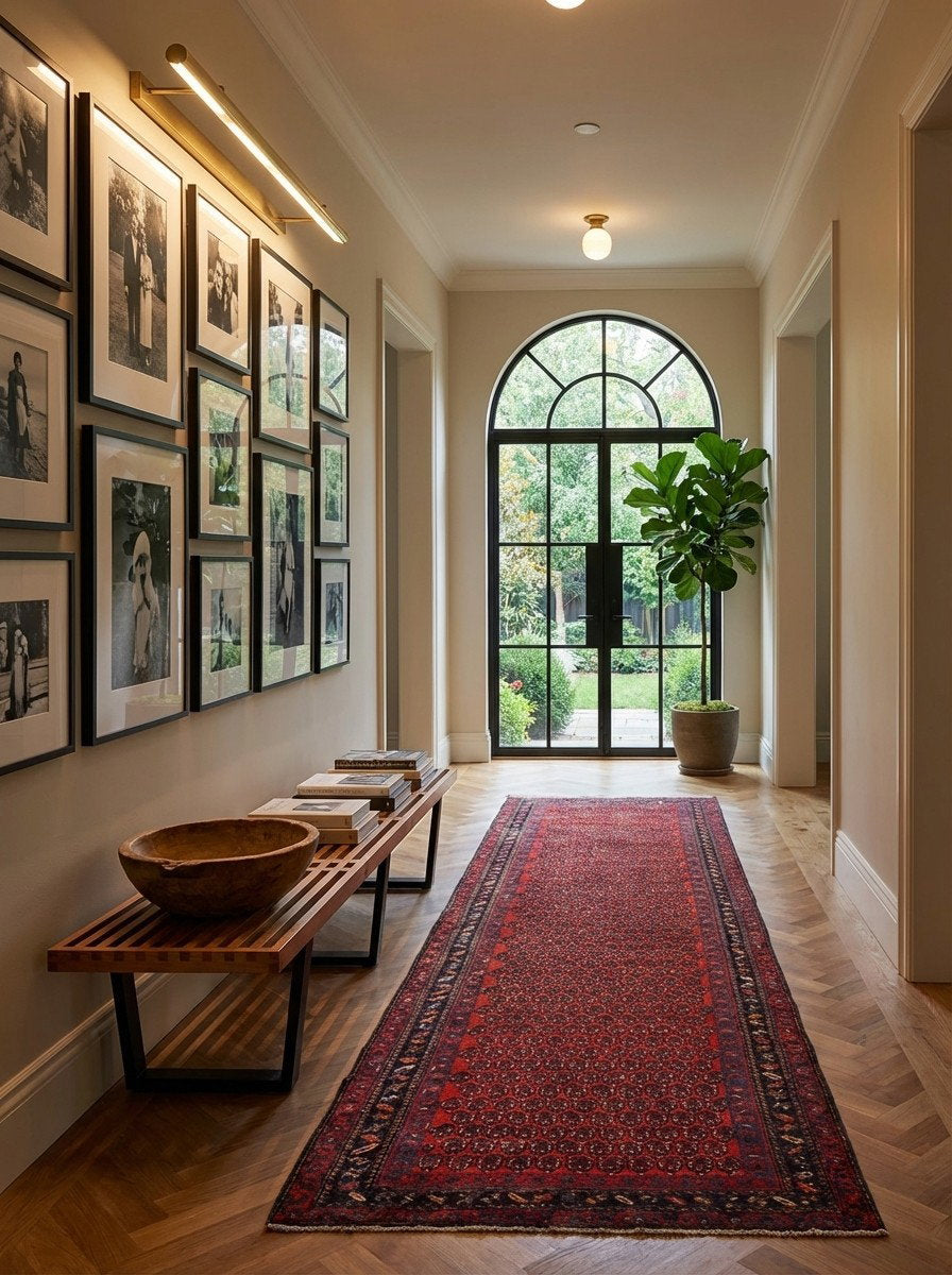 Malayer — Handgefertigt, 505x110 cm, Blau, 100% Virgin Wool | Detail view