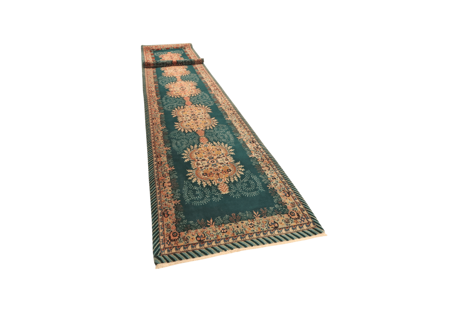 Tabriz Old — Hand-knotted, 98x580 cm, Green, 100% Virgin Wool | View 5