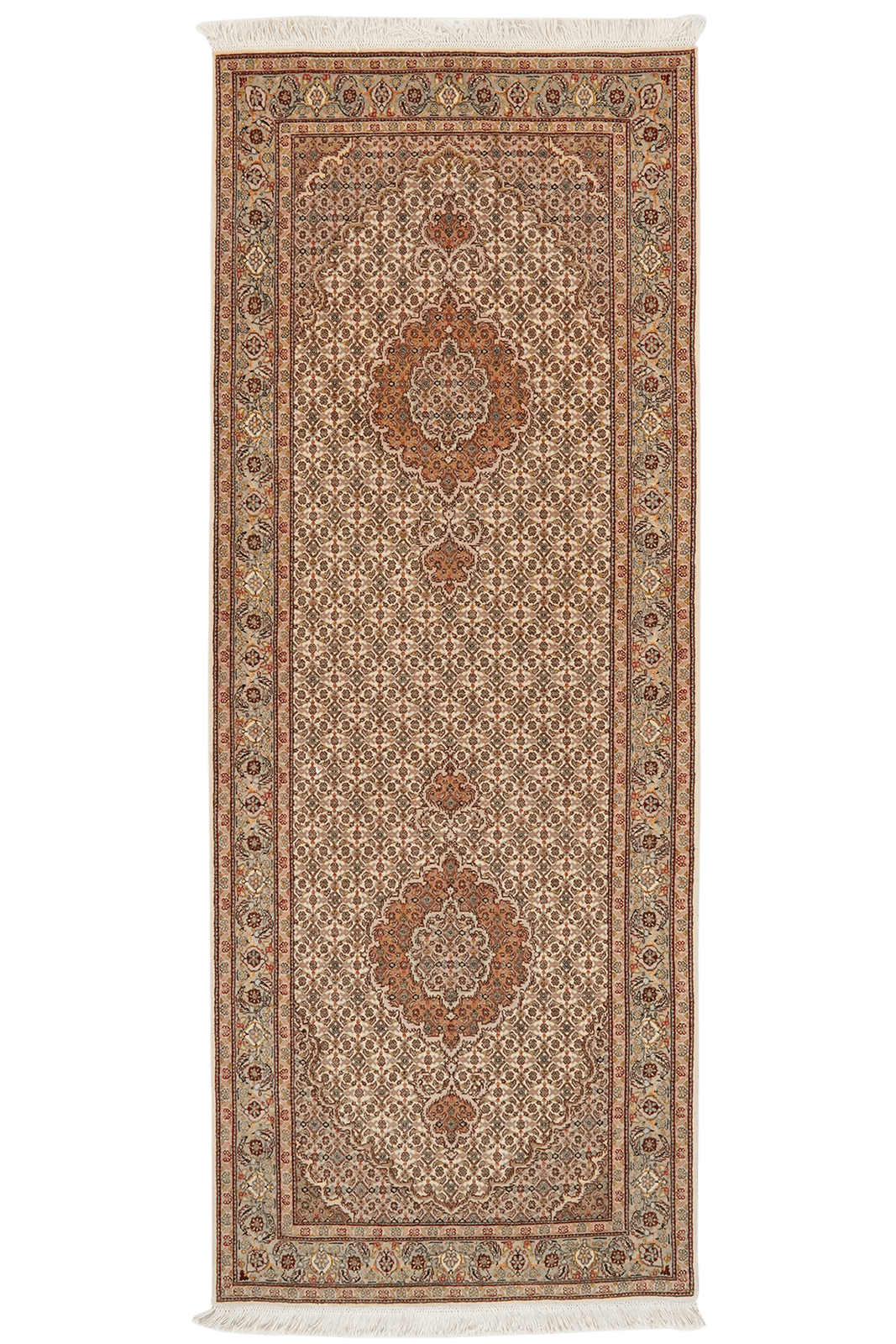 Tabriz 50 Raj — Hand-knotted, 79x202 cm, Brown, 100% Virgin Wool | Main view