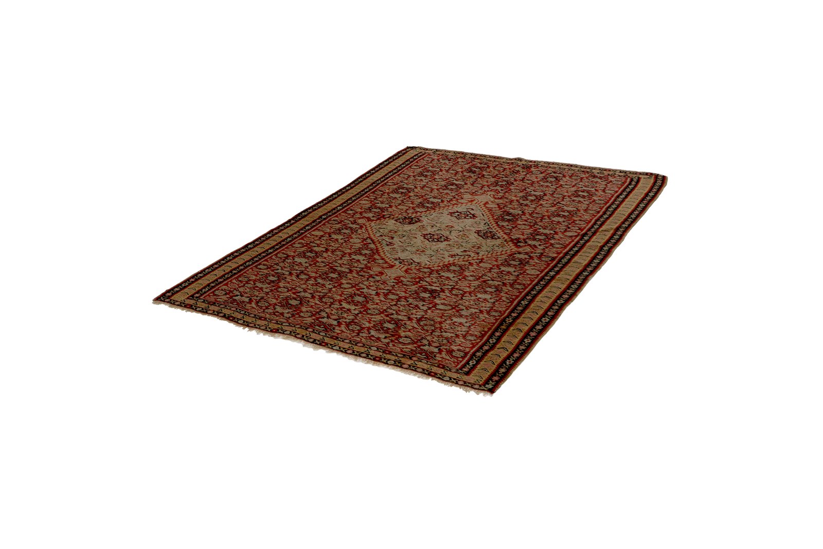 Kelim Senneh — Handmade, 138x198 cm, Red, 100% Virgin Wool | View 5
