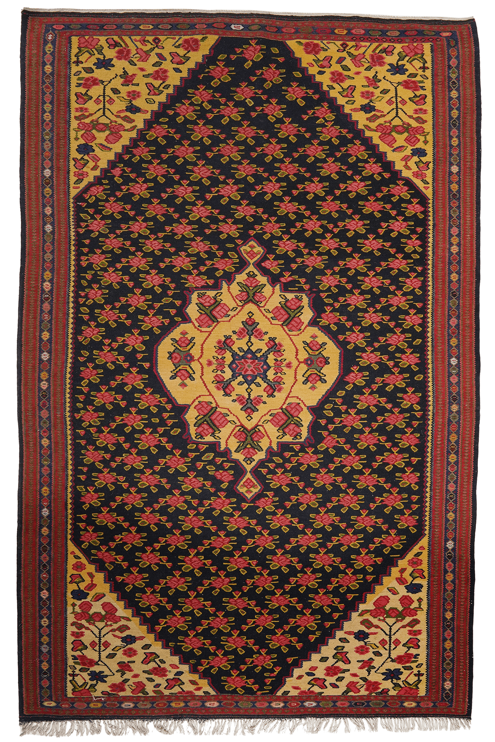 Kelim Bidjar — Handmade, 140x222 cm, Blue, 100% Virgin Wool | Main view