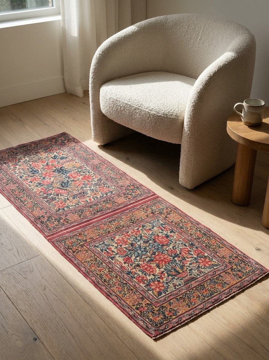 Ravar — Hand-knotted, 50x140 cm, Beige, 100% Virgin Wool | Detail view