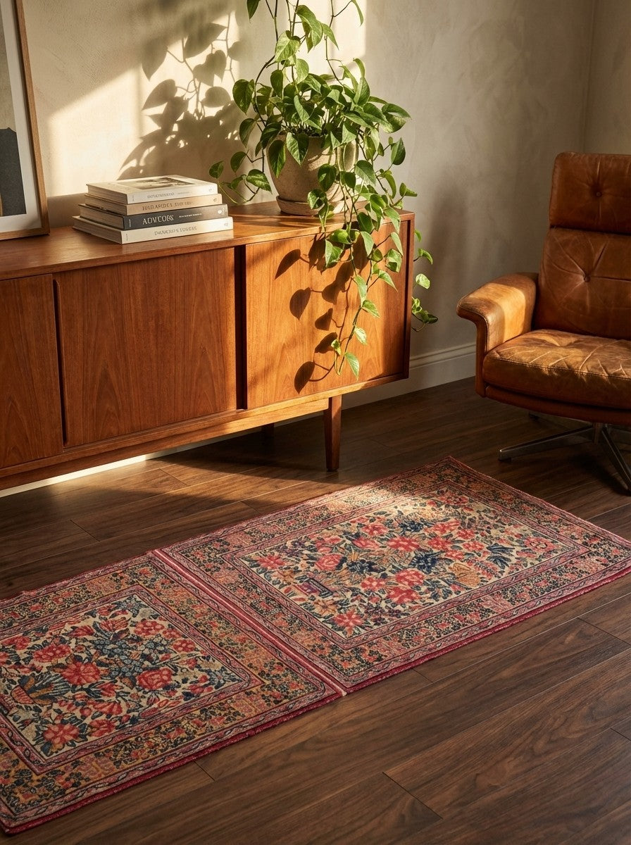 Ravar — Hand-knotted, 50x140 cm, Beige, 100% Virgin Wool | Back view
