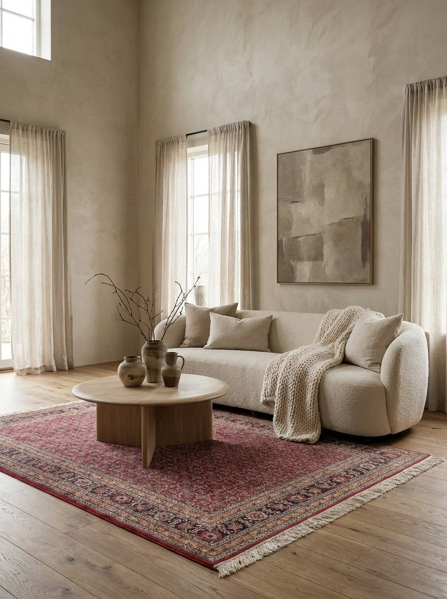 Tabriz Old — Hand-knotted, 142x202 cm, Red, 100% Virgin Wool | Detail view