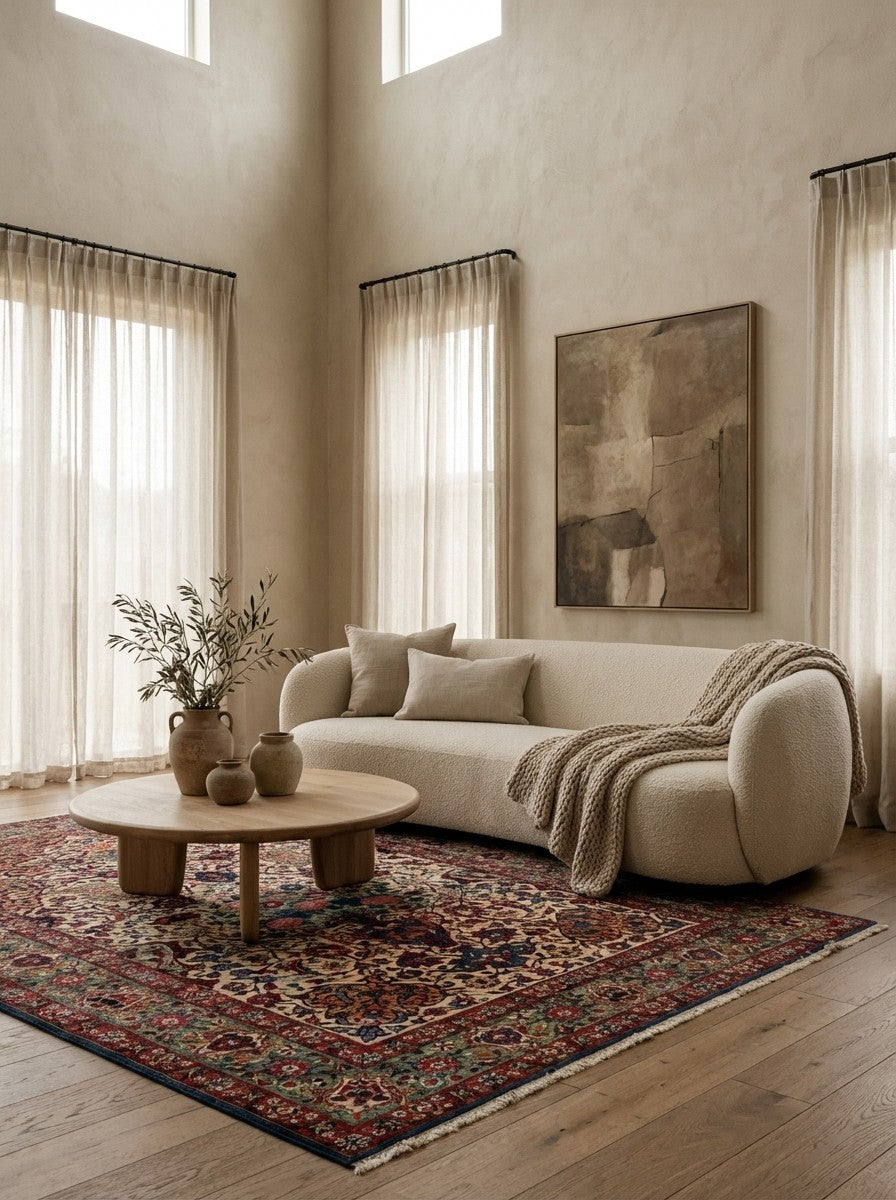 Kashan — Hand-knotted, 135x202 cm, Brown, 100% Virgin Wool | Detail view