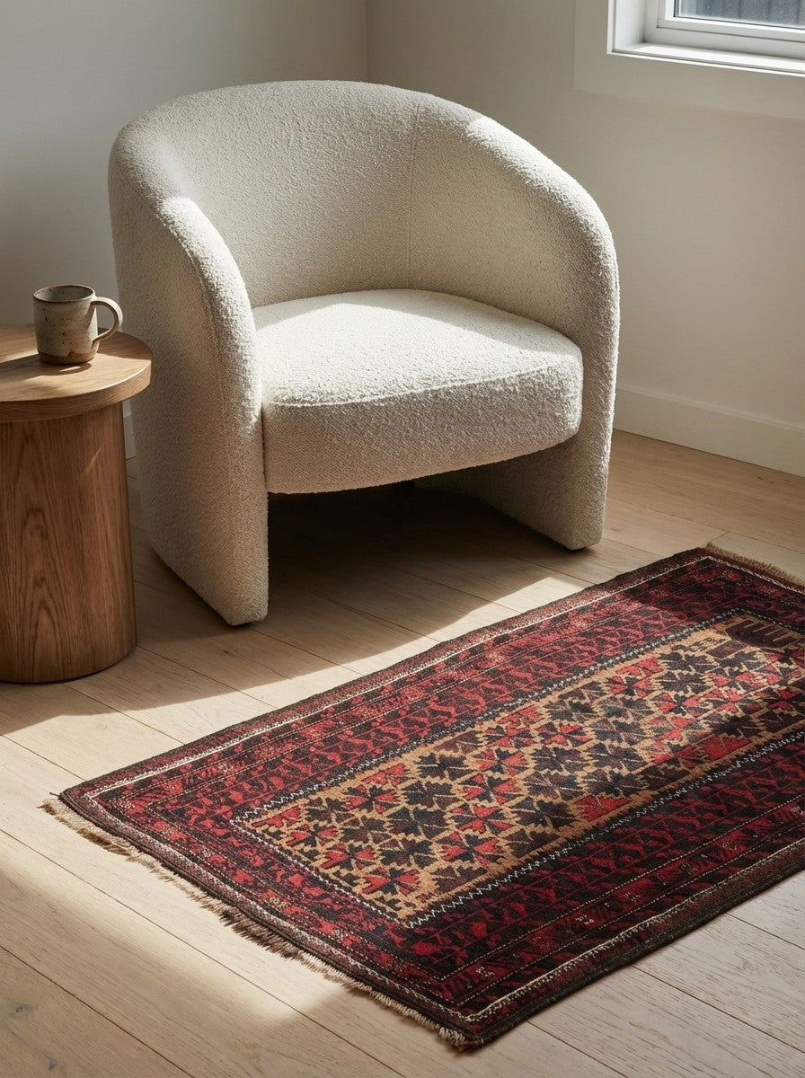 Belutch — Hand-knotted, 75x149 cm, Brown, 100% Virgin Wool | Detail view