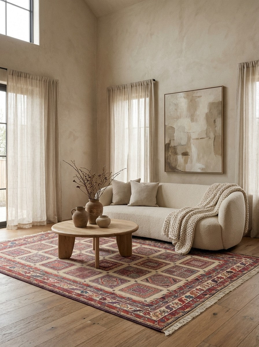 Sumak Belutch — Handmade, 154x212 cm, Beige, 100% Virgin Wool | Detail view