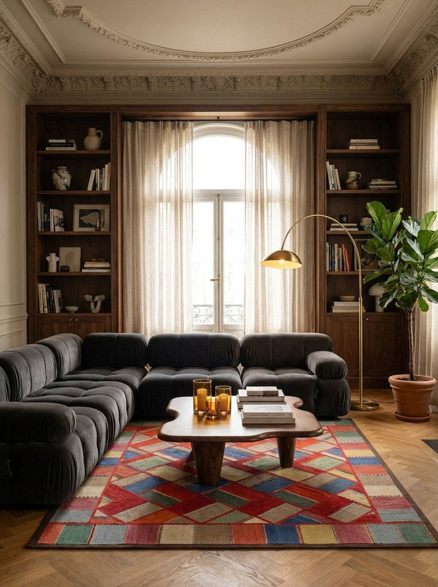 Kelim Tekkeh — Handgefertigt, 180x154 cm, Bunt, 100% Virgin Wool | Back view