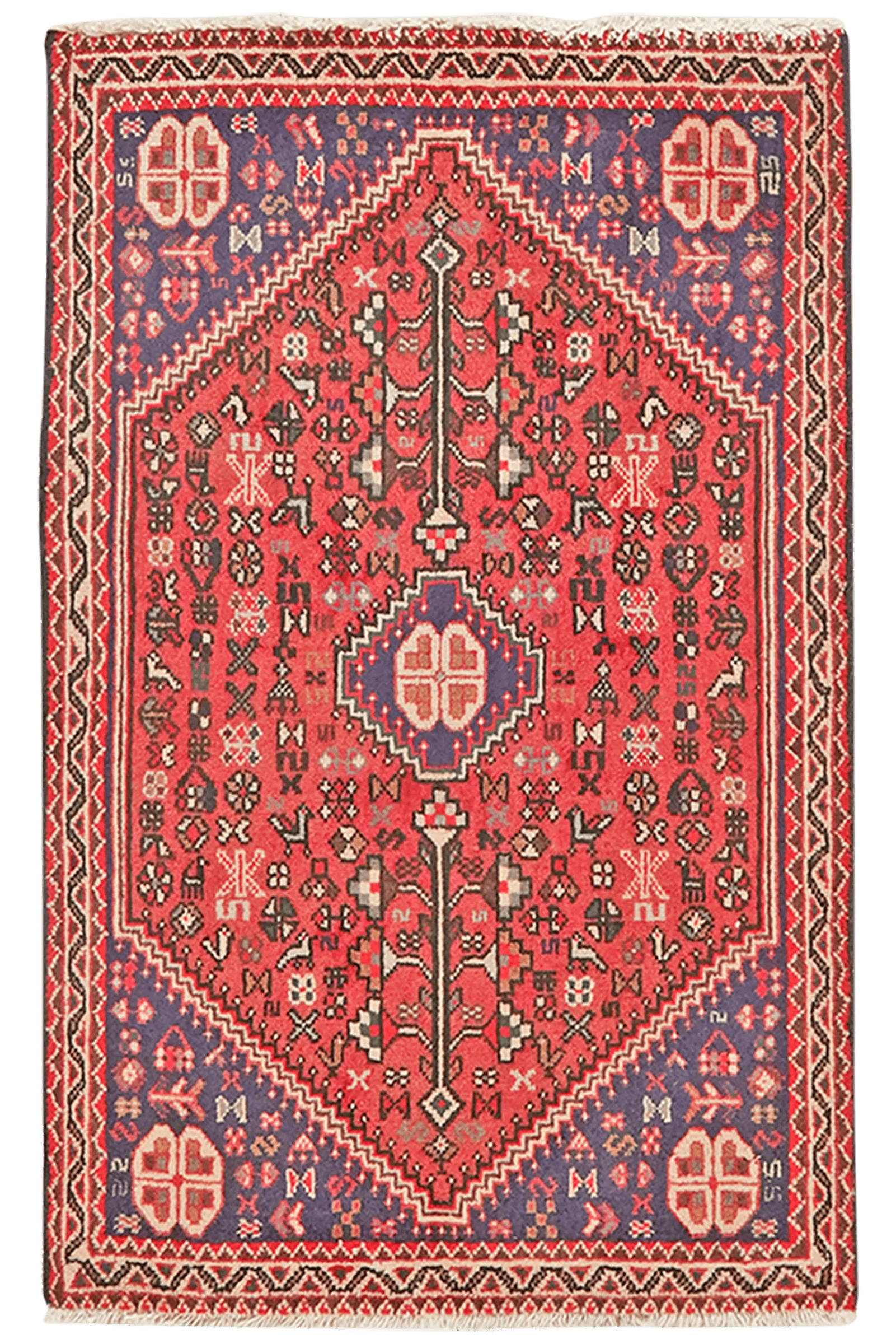 Abadeh — Hand-knotted, 57x93 cm, Red, 100% Virgin Wool | Main view