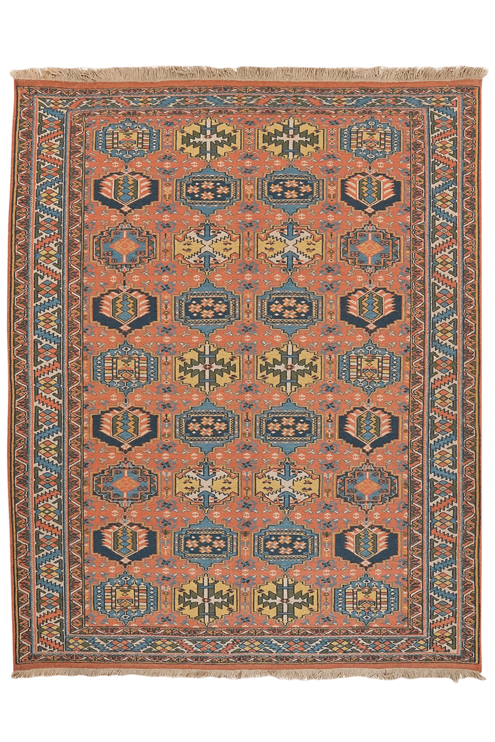 Sumak Shahsavan — Handmade, 145x180 cm, Orange, 100% Virgin Wool | Main view