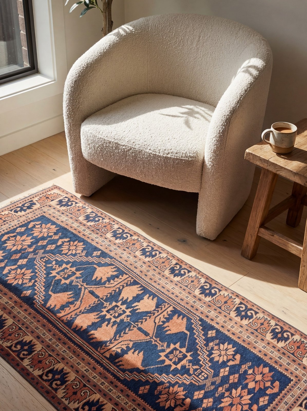 Yagdjibedir — Hand-knotted, 105x174 cm, Blue, 100% Virgin Wool | Detail view