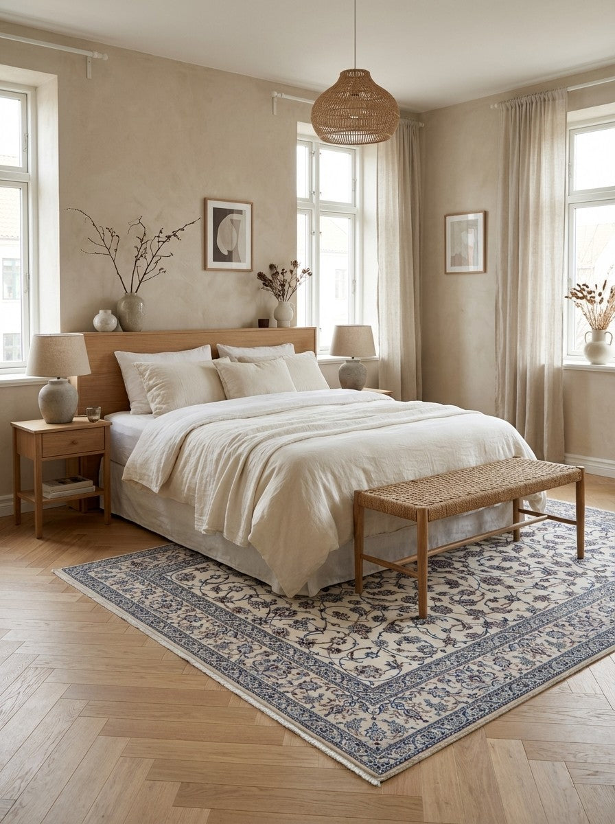 Nain 6La — Hand-knotted, 206x317 cm, Beige, 100% Virgin Wool | Detail view