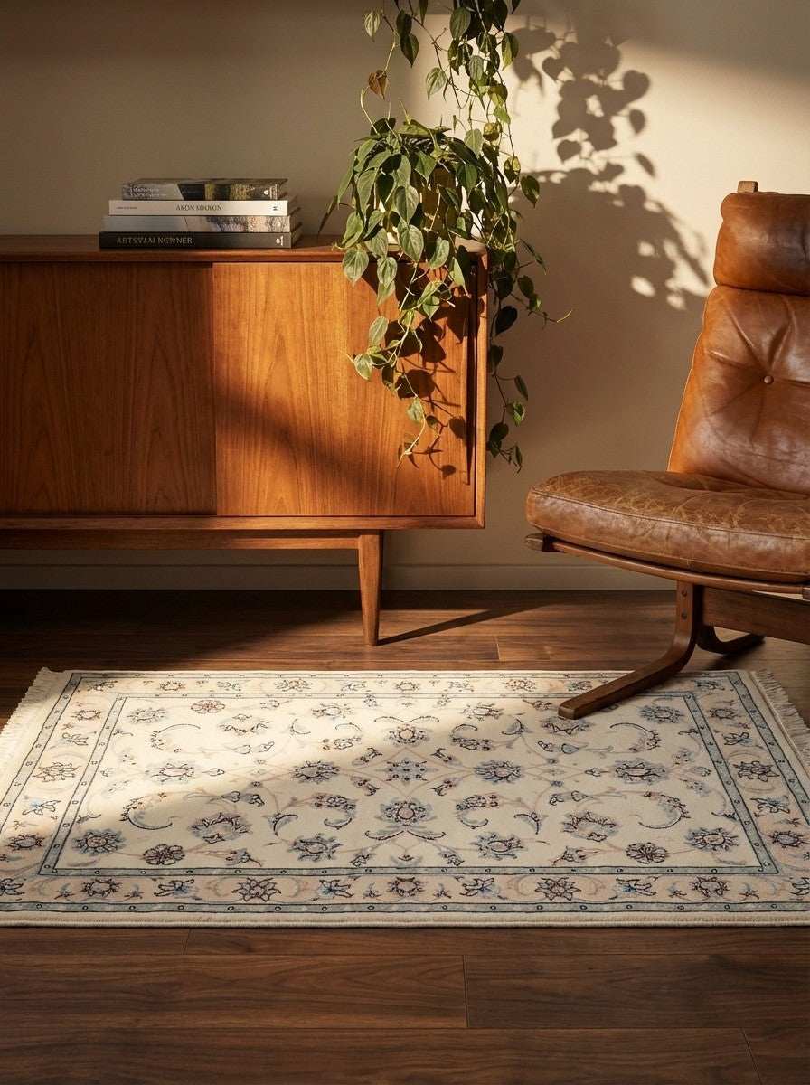 Nain 9La — Hand-knotted, 83x109 cm, Beige, 100% Virgin Wool | Back view