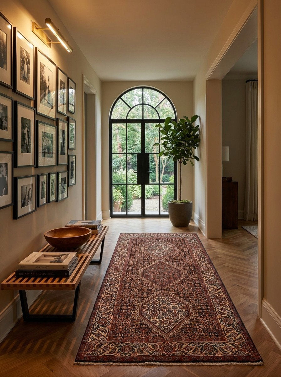 Bidjar Zandjan — Handgefertigt, 189x77 cm, Beige, 100% Virgin Wool | Detail view