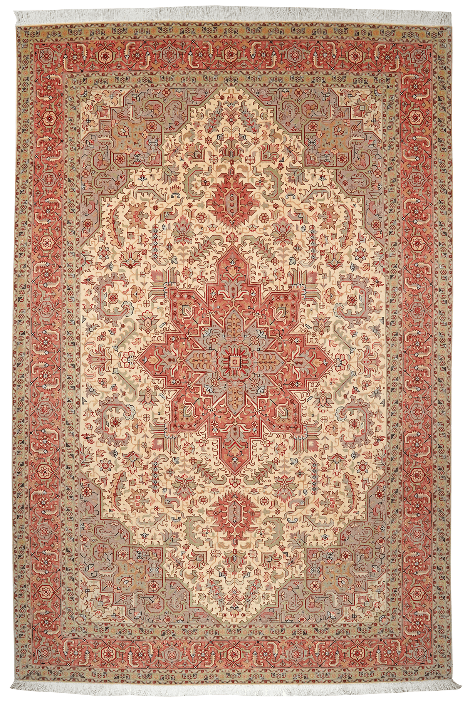 Tabriz 50 Raj — Hand-knotted, 207x307 cm, Beige, 100% Virgin Wool | Main view