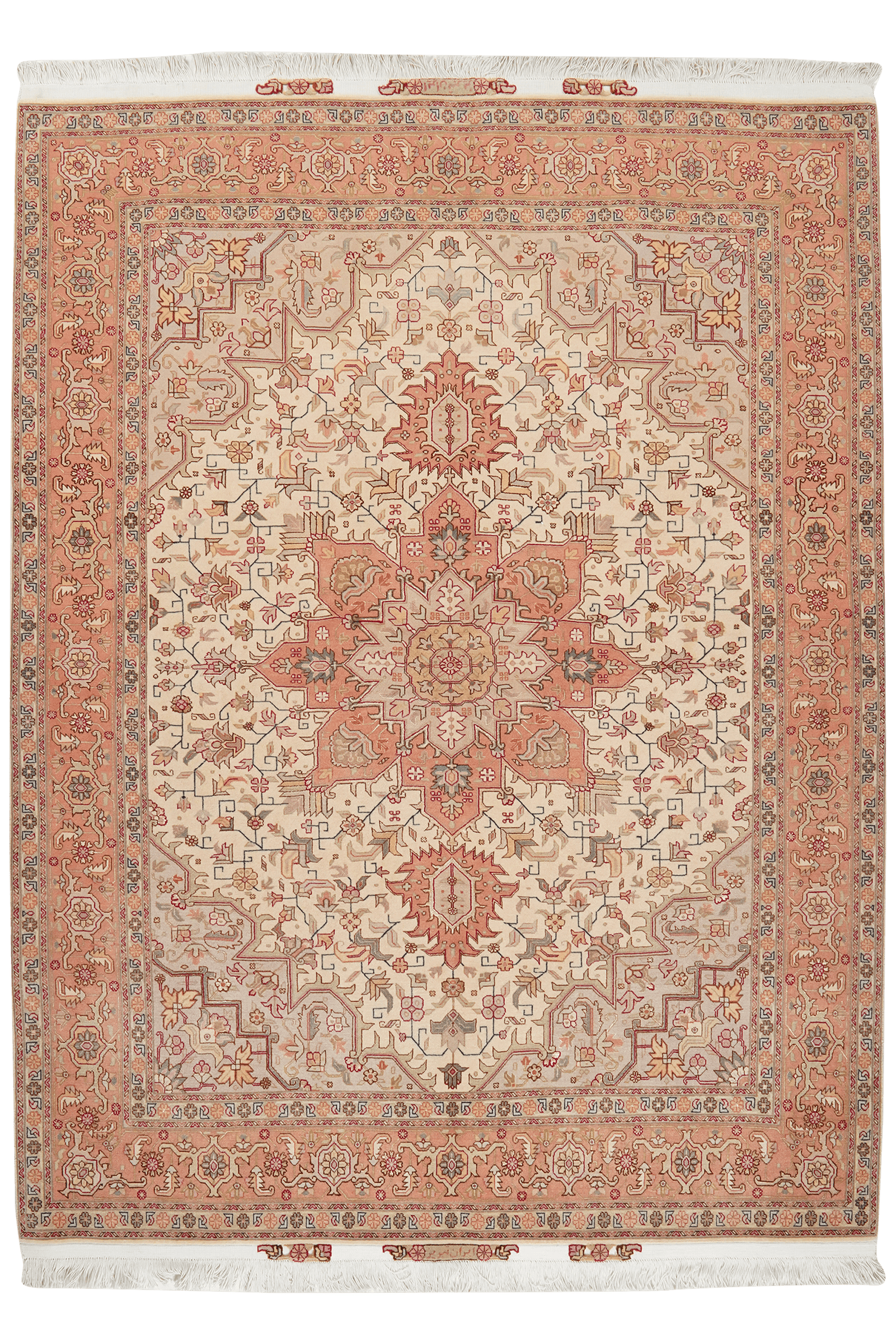 Tabriz 50 Raj — Hand-knotted, 153x203 cm, Orange, 95% Schurwolle, 5% Seide | Main view