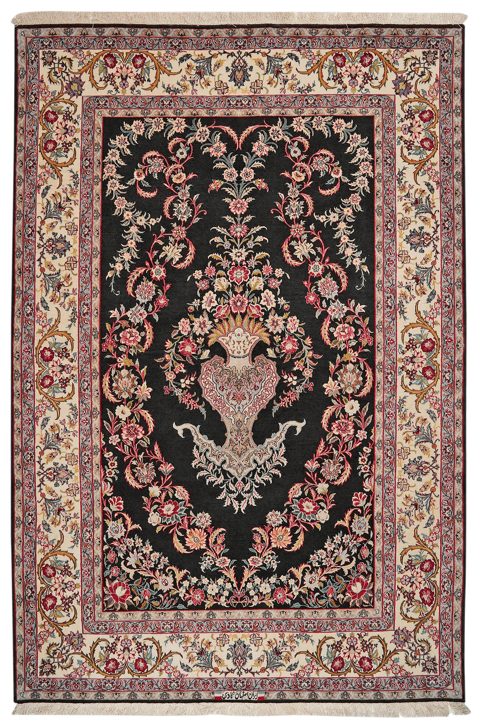 Isfahan — Hand-knotted, 155x238 cm, Black, 100% Virgin Wool | Main view