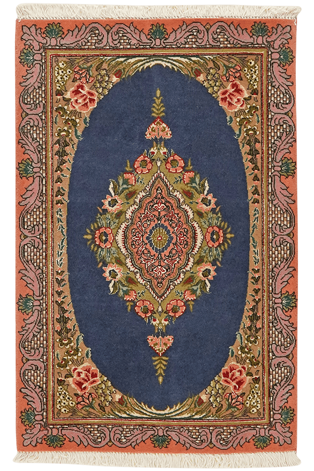 Tabriz 50 Raj — Hand-knotted, 59x92 cm, Blue, 100% Virgin Wool | Main view