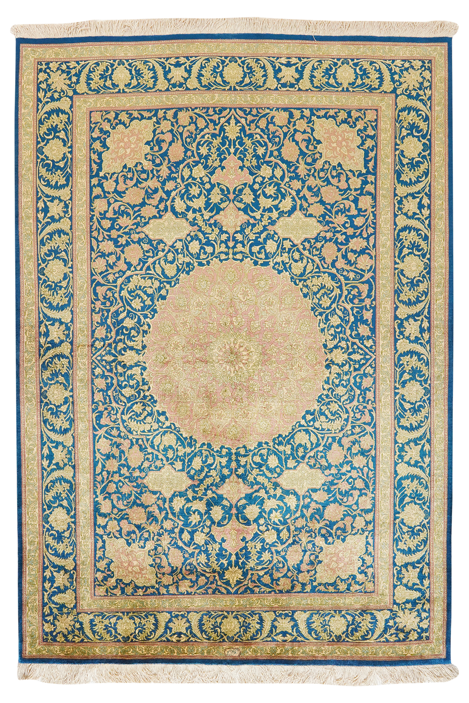 Ghoum Seide — Handgefertigt, 195x137 cm, Blau, 100% Seide | Main view