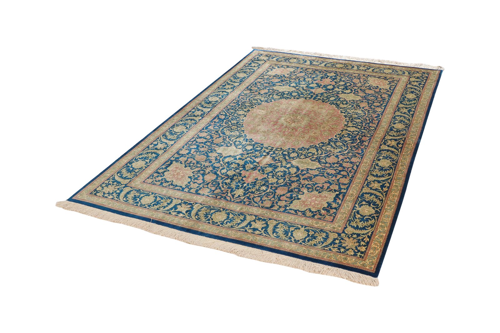 Ghoum Seide — Hand-knotted, 137x195 cm, Blue, 100% Silk | View 5