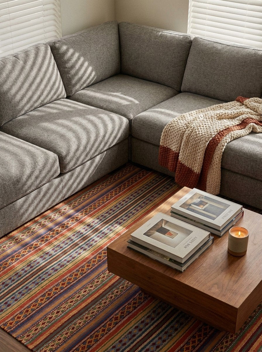 Kelim Djadjim — Handgefertigt, 103x94 cm, Bunt, 100% Virgin Wool | Back view