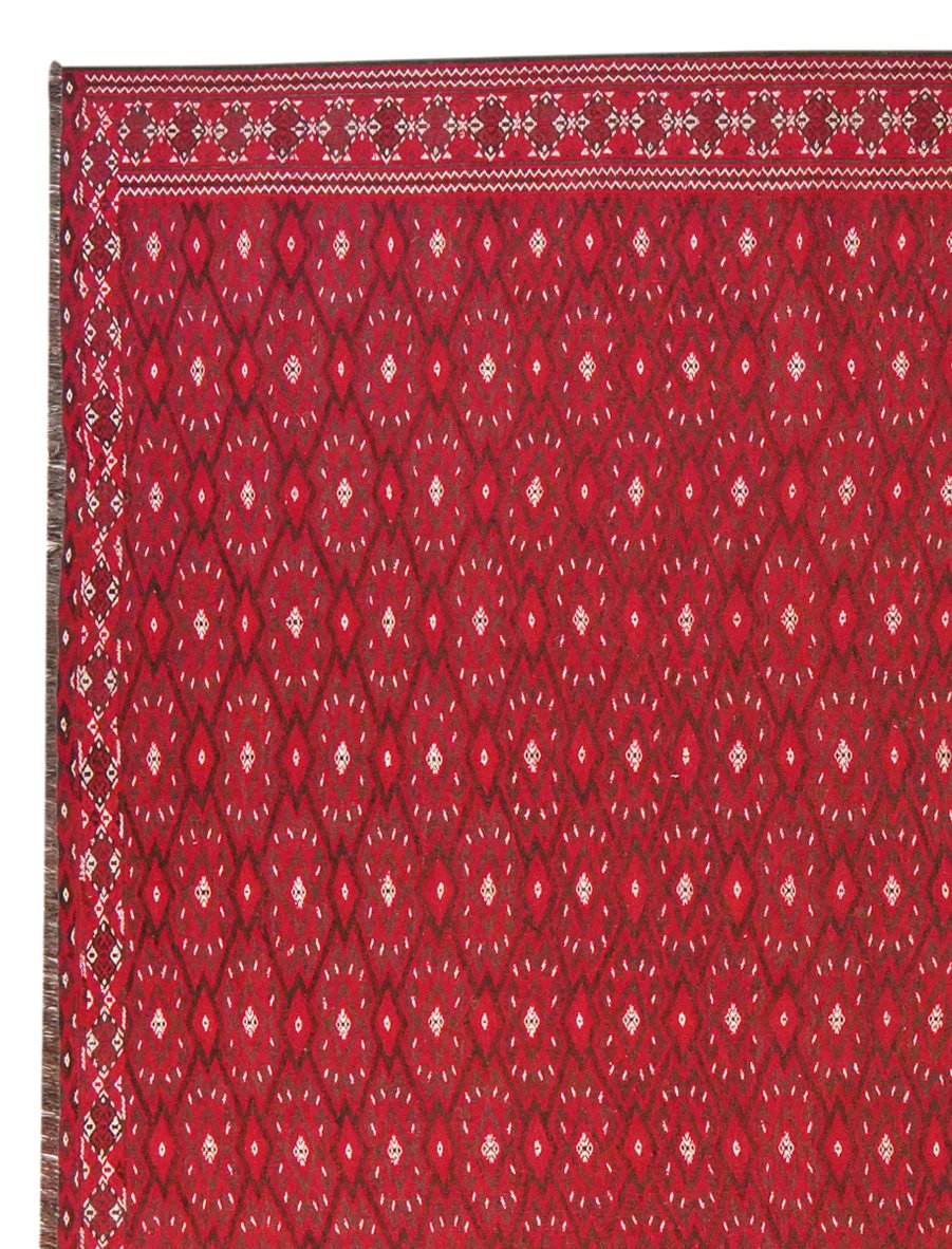 Kelim Turkman — Handmade, 220x345 cm, Red, 100% Virgin Wool | View 3