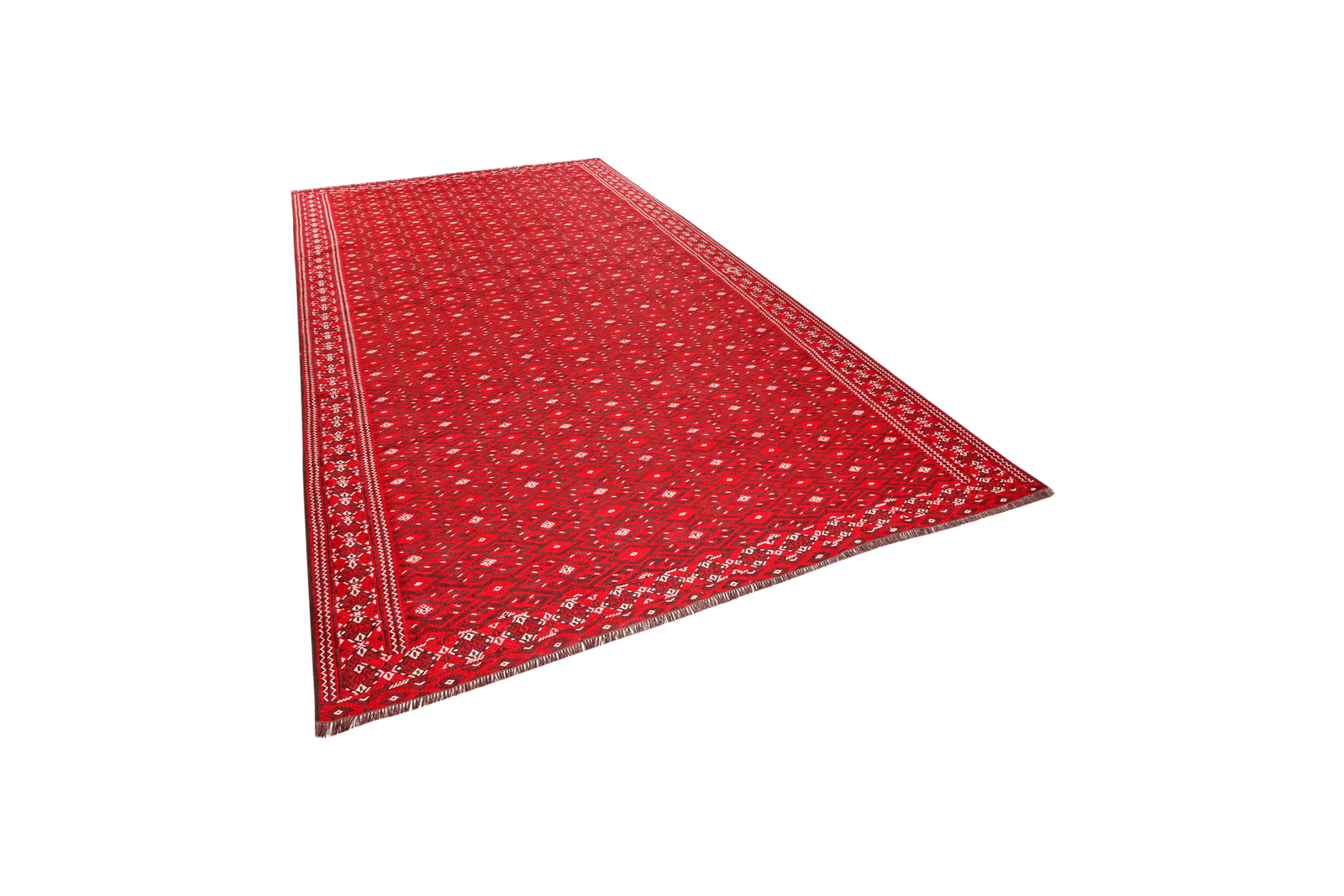Kelim Turkman — Handmade, 220x345 cm, Red, 100% Virgin Wool | View 5