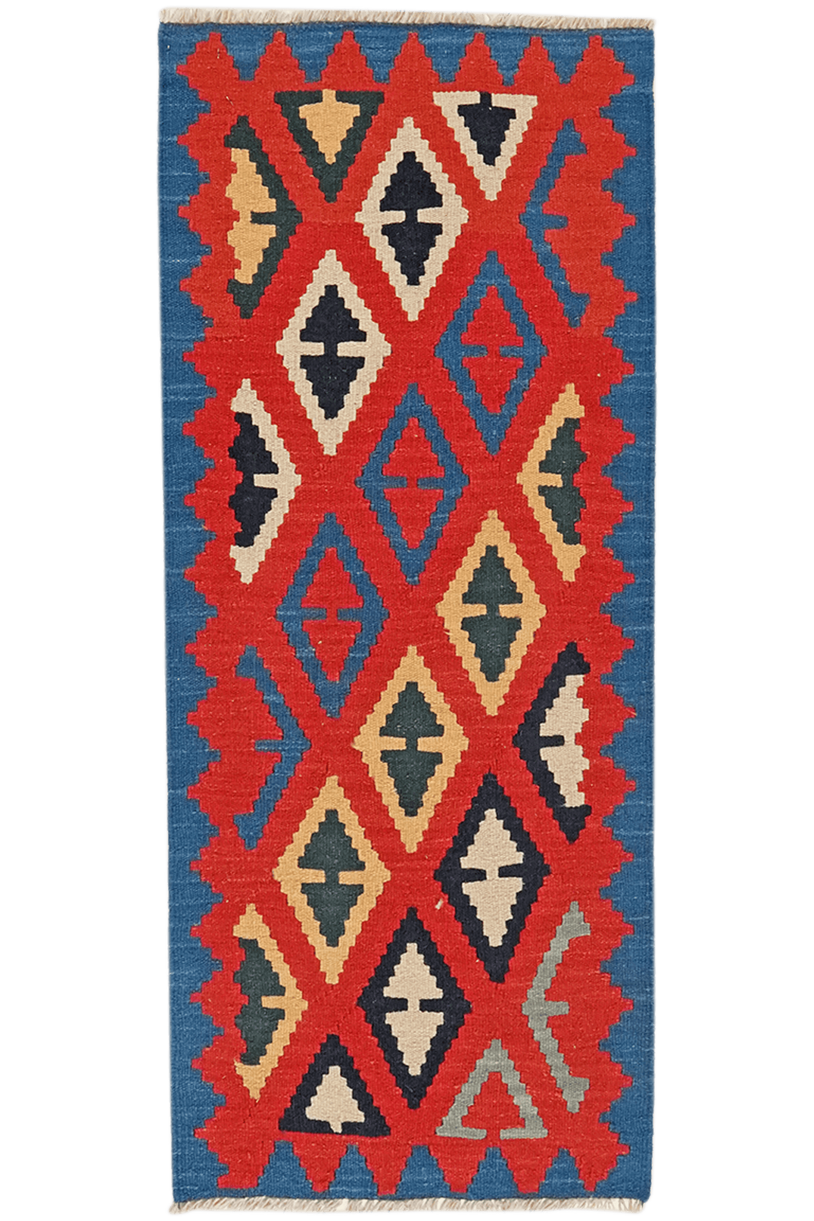 Kelim Gashgai — Handmade, 52x126 cm, Red, 100% Virgin Wool | Main view