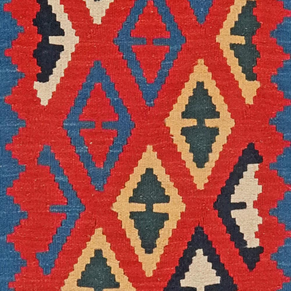 Kelim Gashgai — Handmade, 52x126 cm, Red, 100% Virgin Wool | View 4