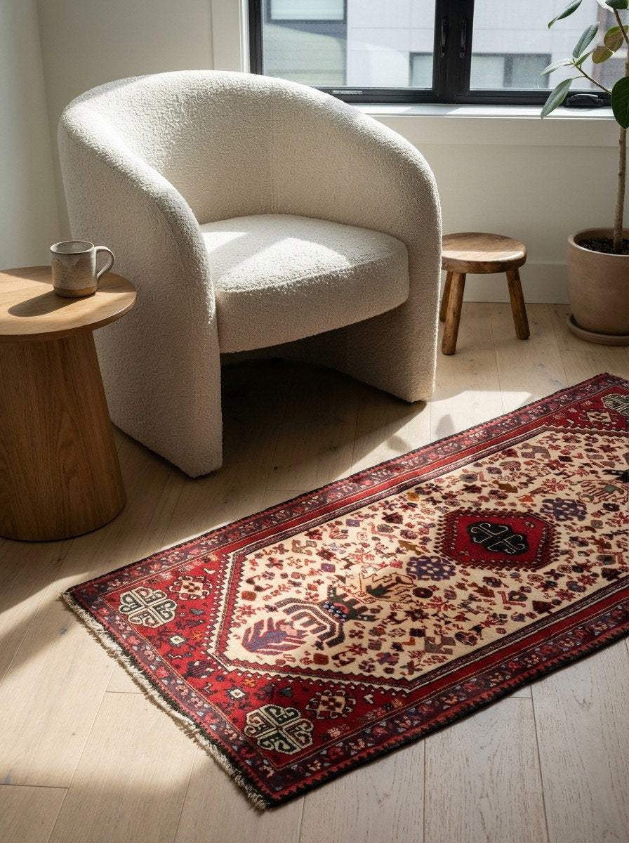 Gashgai — Handgefertigt, 155x74 cm, Blau, 100% Virgin Wool | Detail view