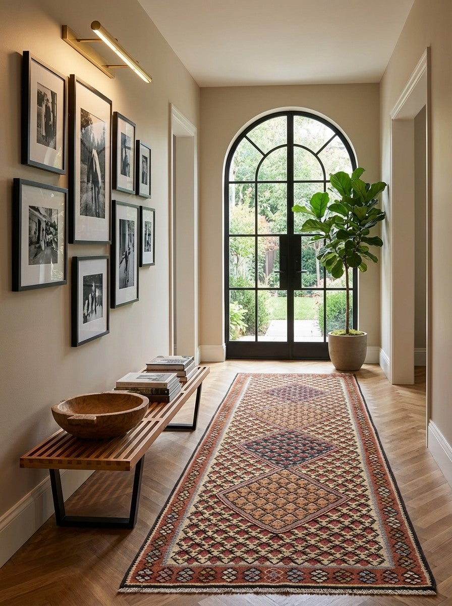 Kelim Senneh — Handmade, 73x200 cm, Beige, 100% Virgin Wool | Detail view